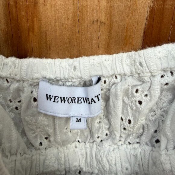 WEWOREWHAT Puff Sleeve Eyelet Mini Dress (Size M) - Picture 4 of 5